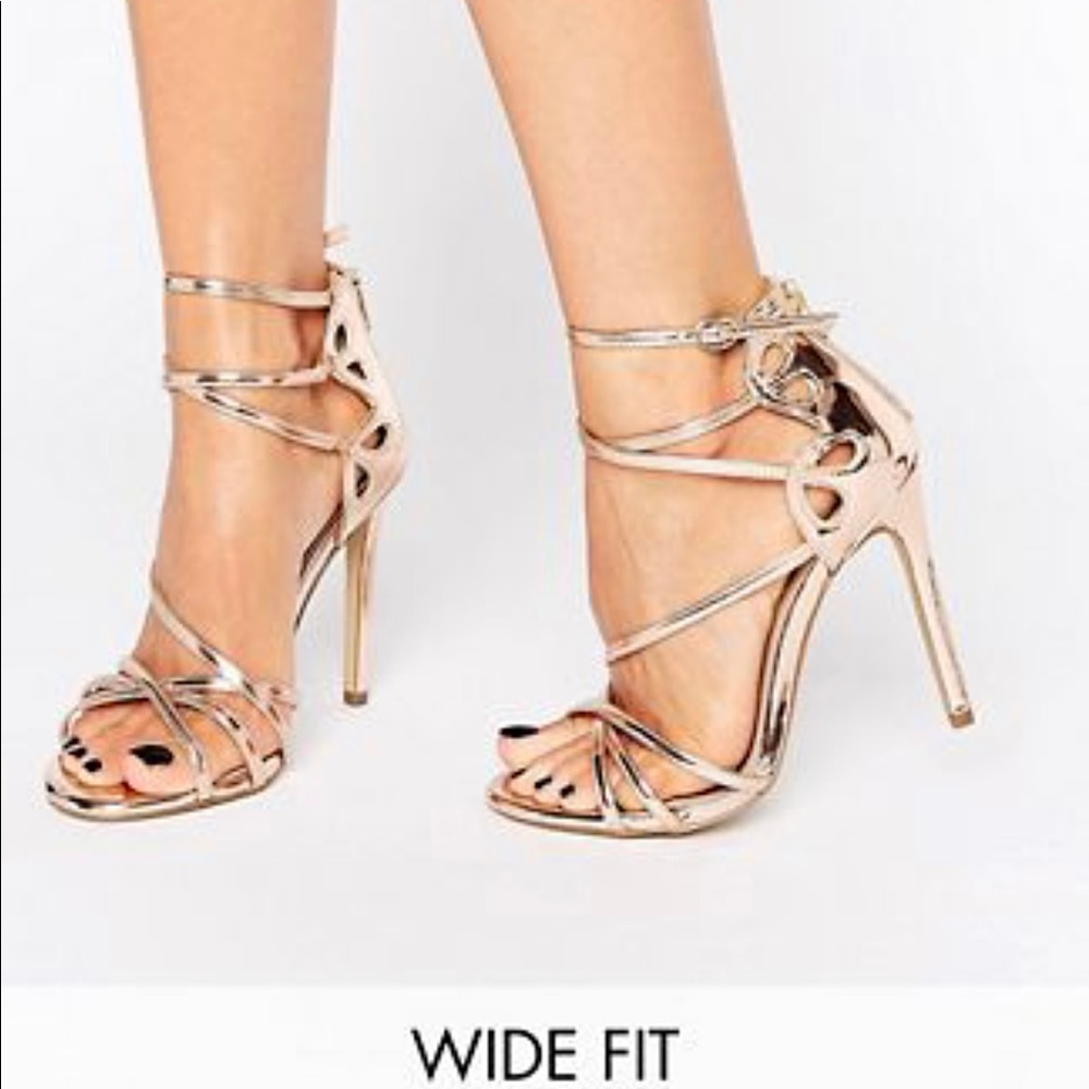 ASOS River Island Rose Gold Strappy Heels